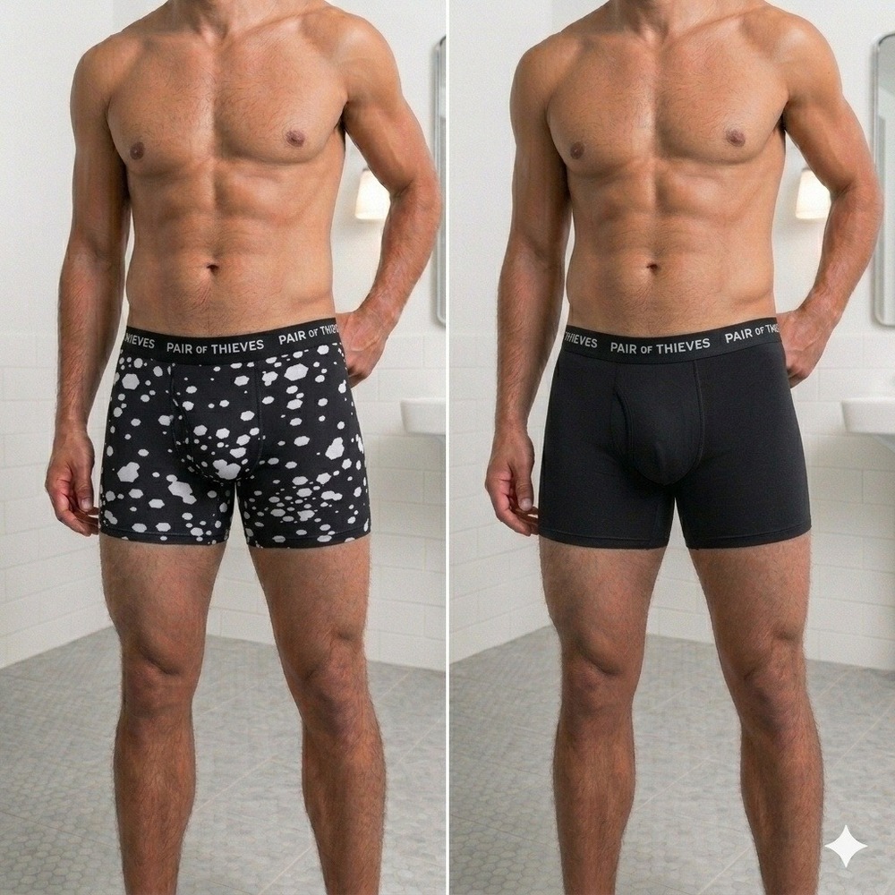 Pair of Thieves SuperFIT Boxer Briefs M (31-33) Black Black/White (2) Pack *NEW*